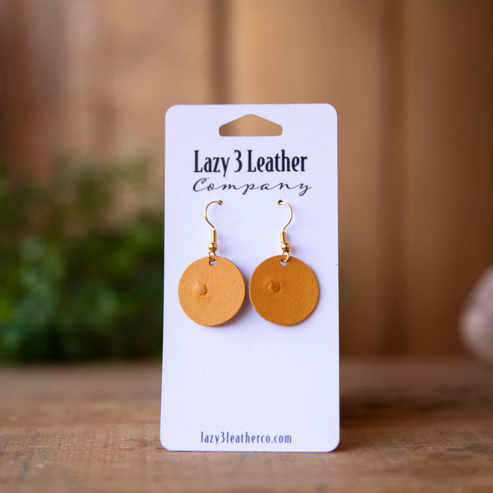 Round Circle Leather Earring - Lazy 3 Leather Company